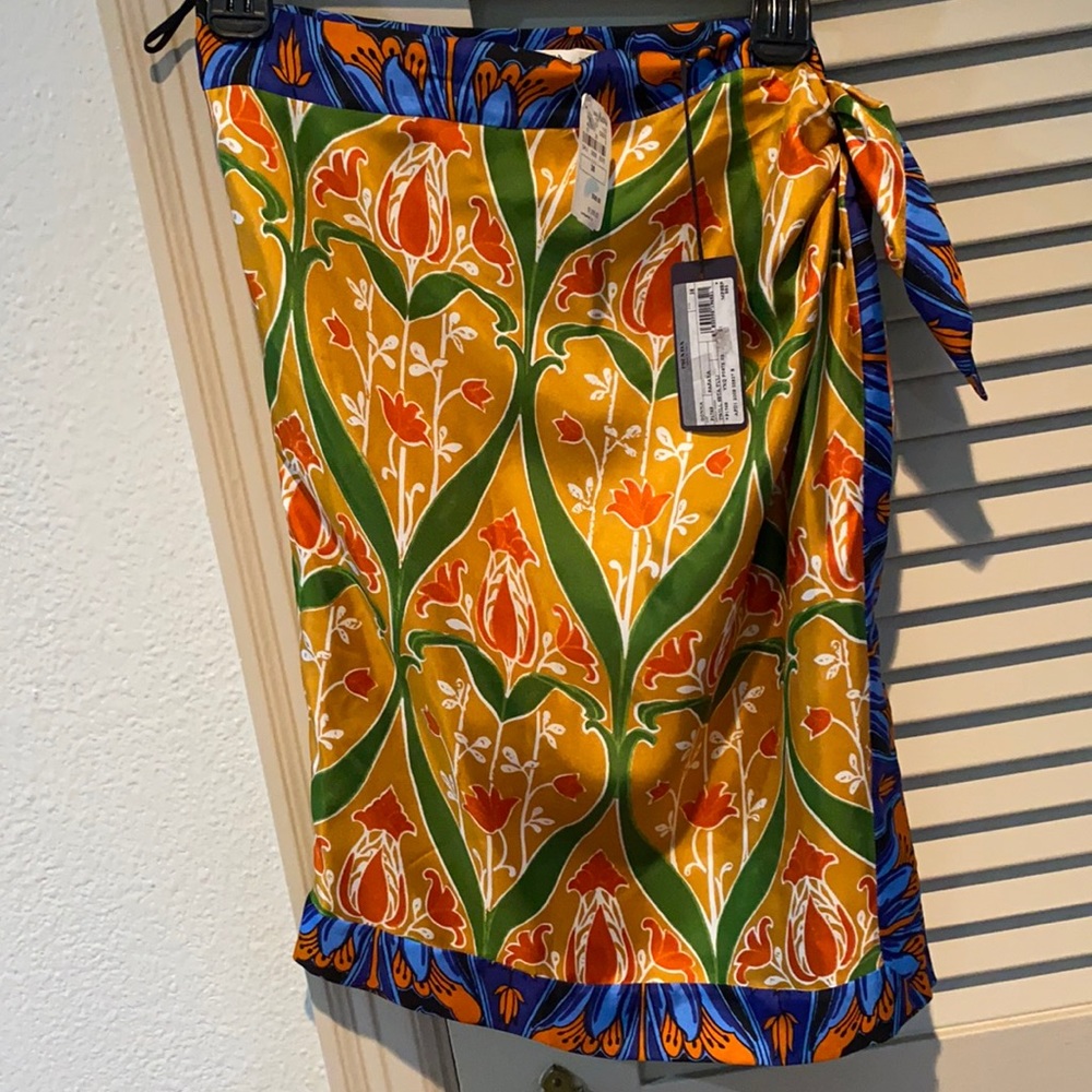 Prada Silk Skirt - Orange/Blue Print Sz IT 38US 2.